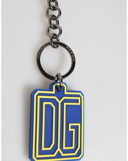 Dolce & Gabbana Blue Dg Rubber Logo Keychain Keyring for men