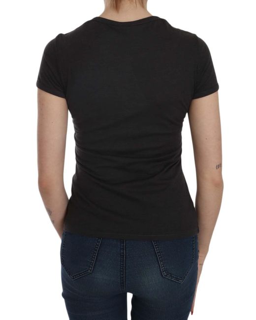 Exte Black Hearts Print Short Sleeve Casual Shirt Top