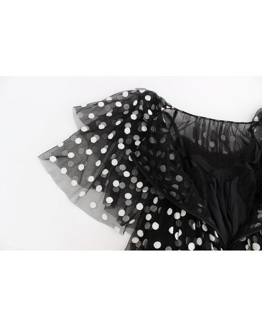 Dolce & Gabbana Black Polka Dotted Ruffled Dress