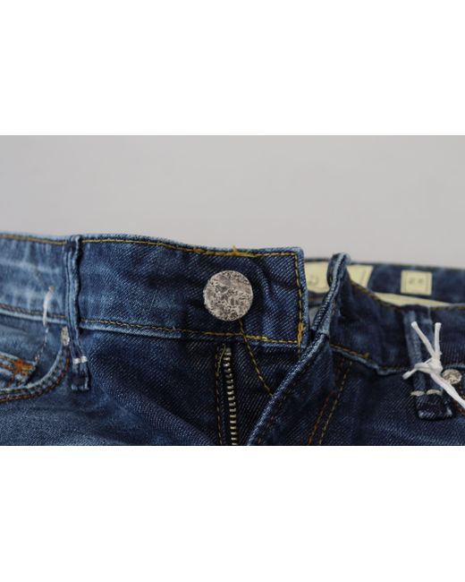 Acht Blue Elegant Washed Low Waist Skinny Jeans