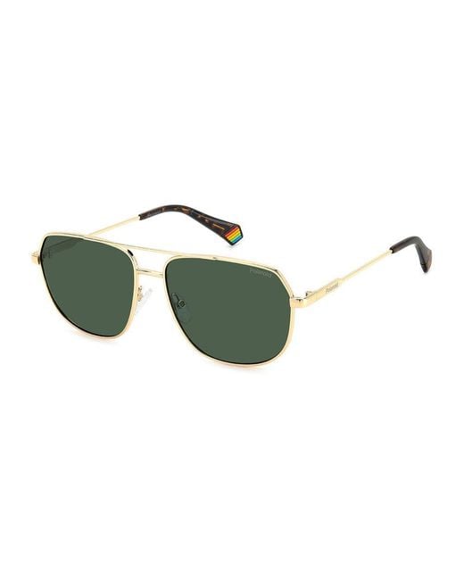 Polaroid Green Gold Metal Sunglasses