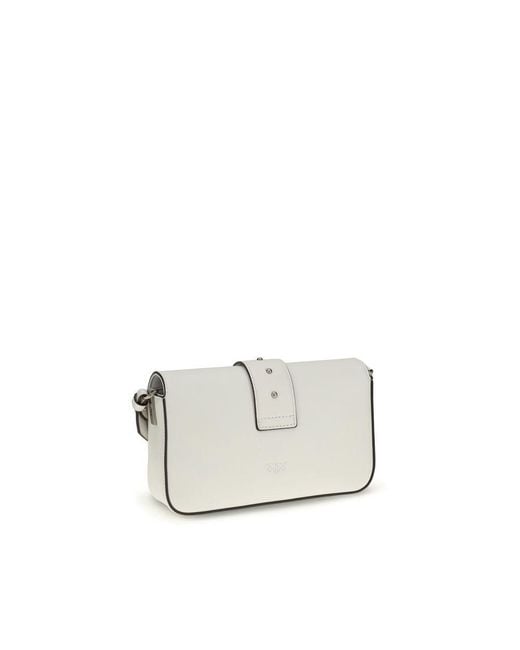 Pinko White Calf Leather Bos Taurus Shoulder Bag