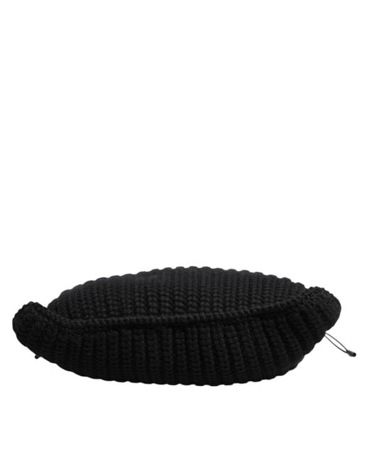Dolce & Gabbana Black Cashmere Knitted Leather Shoulder Borse Bag