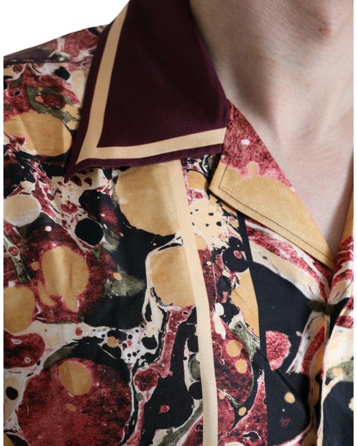 Dolce & Gabbana Red Button Down Silk Shirt for men