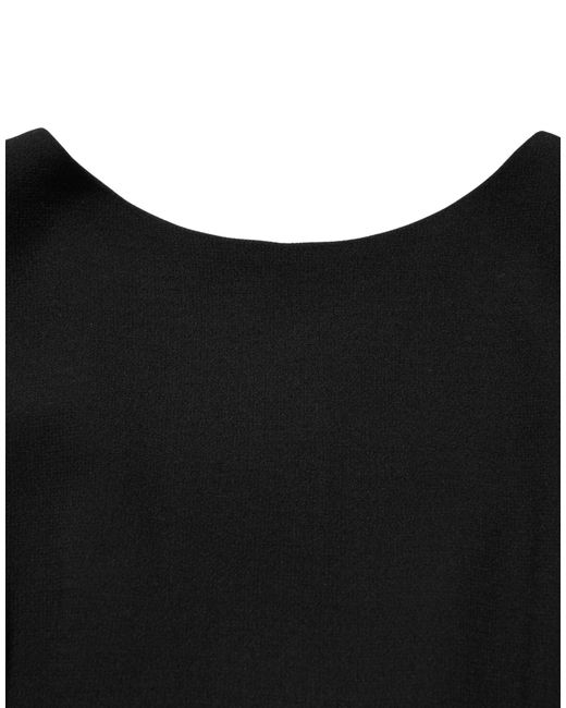 Dolce & Gabbana Black Wool Crepe Long Sleeves Midi Dress