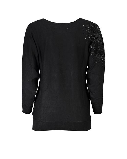 Guess Black Elegant Long Sleeve Rhinestone Sweater