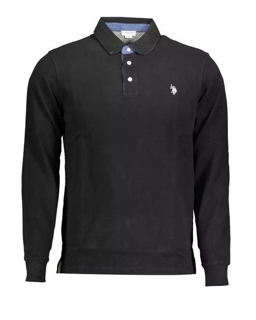 U.S. POLO ASSN. Black Cotton Polo Shirt for men