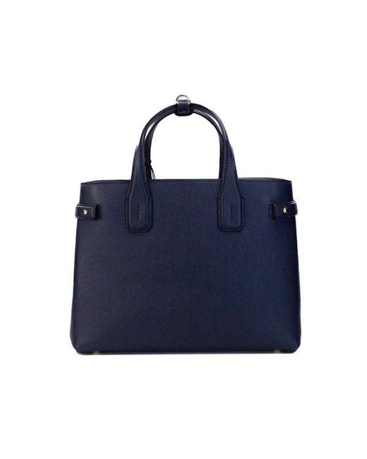 Burberry Blue Banner Medium Regency Leather Tote Crossbody Handbag Purse