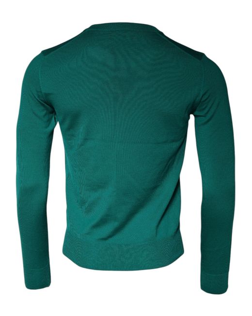 Dolce & Gabbana Green Wool Knit Crew Neck Pullover Sweater for men