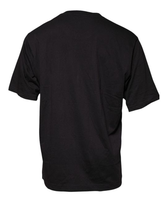 Dolce & Gabbana Black Logo Print Cotton Crew Neck T-Shirt for men