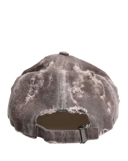 Dolce & Gabbana Gray Men Brown Cotton Distressed Baseball Capello Hat for men