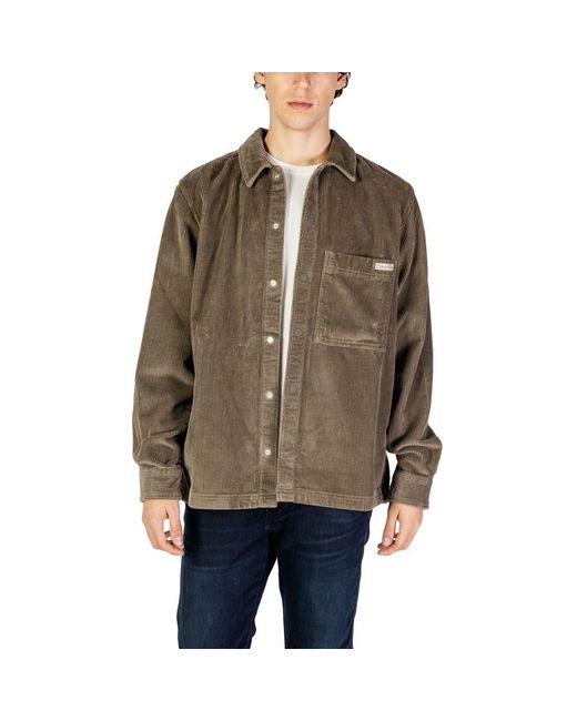 Calvin Klein Brown Gray Cotton Shirt for men