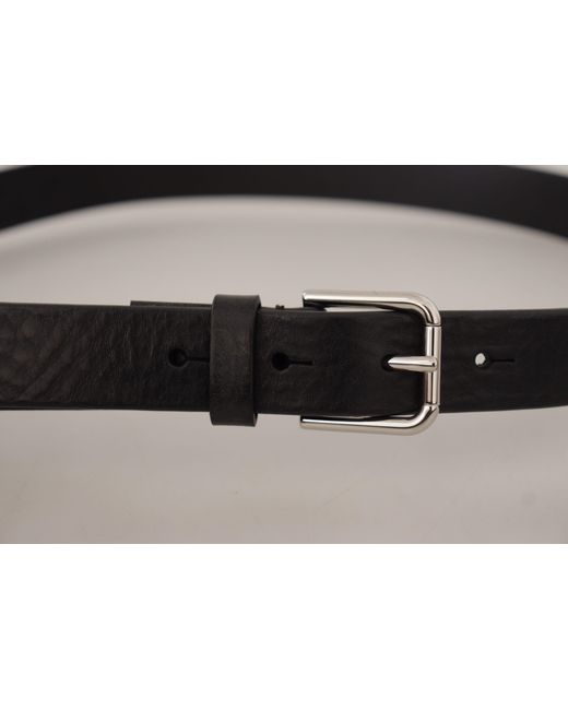 Dolce & Gabbana Black Elegant Leather Belt With Metal Buckle for men
