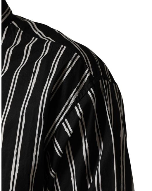 Dolce & Gabbana Black Stripes Cotton Formal Dress Shirt for men