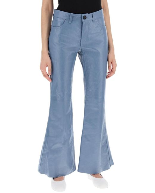 Marni Blue Flared Leather Pants For