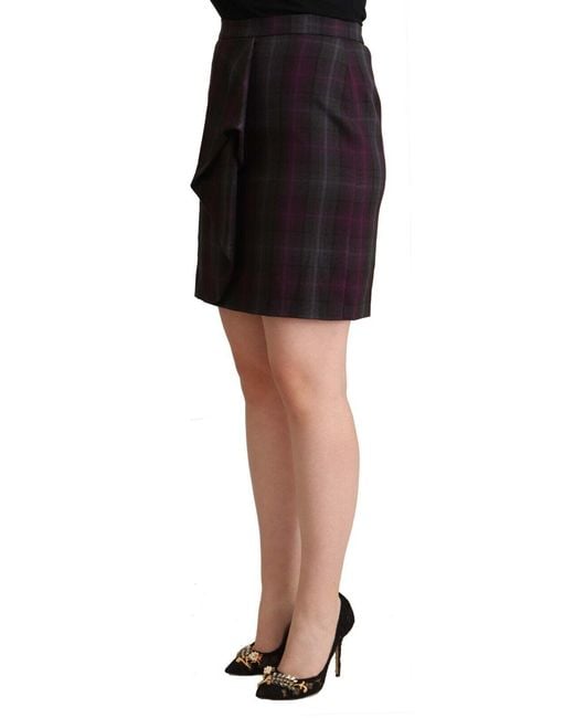Bencivenga Black Multicolor Checkered Ruffle High Waist Mini Skirt