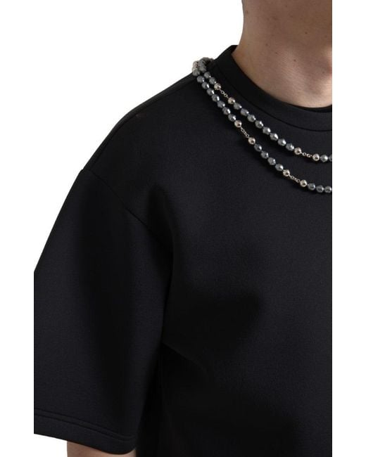 Dolce & Gabbana Black Necklace Embellished Polyester T for men