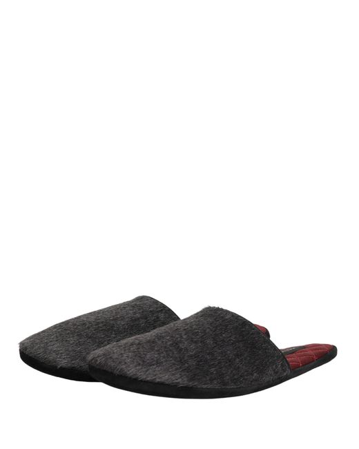 Dolce & Gabbana Multicolor Dark Grey Charcoal Wool Red Slippers Shoes for men