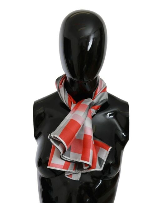 CoSTUME NATIONAL Black Red Silk Shawl Foulard Wrap Scarf