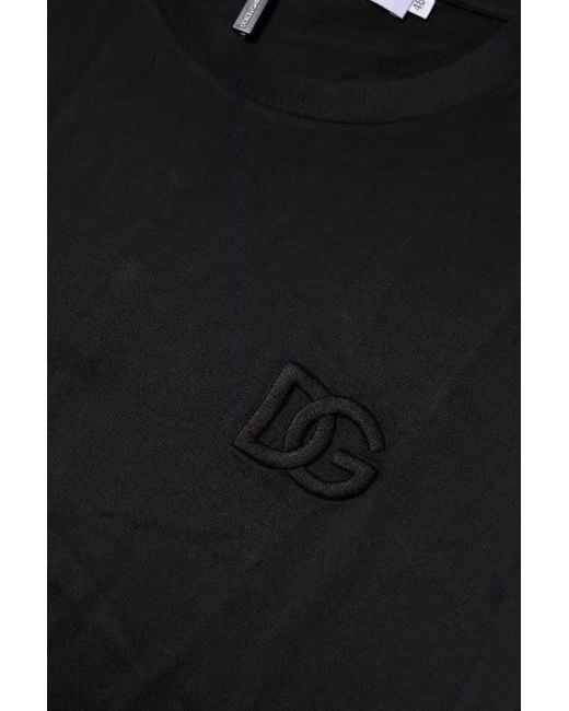 Dolce & Gabbana Black Crew Neck Short Sleeve Tshirt for men