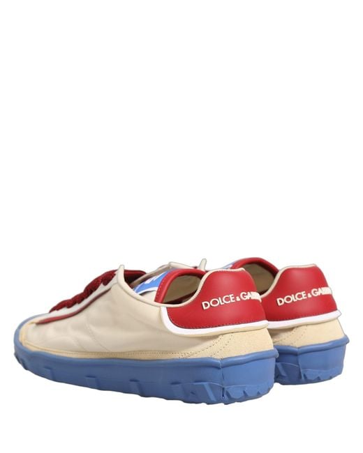 Dolce & Gabbana Blue Old Runner Lace Up Sneakers Shoes Elastane Nylon Acrylic Calf for men