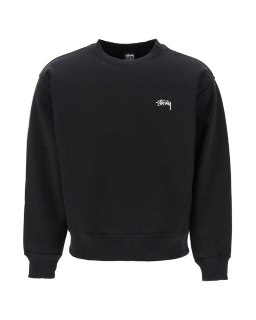 Stussy Black Stock Embroidery Sweatshirt for men