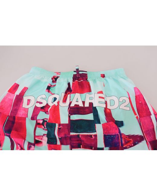 DSquared² Red Dsqua² Printed Beachwear Shorts Swimwear for men
