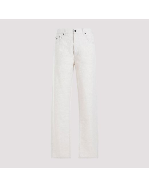 Prada White Natural 5 Pockets Cotton Pants for men