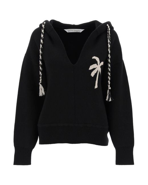 Palm Angels Black Palm Knitted Hoodie