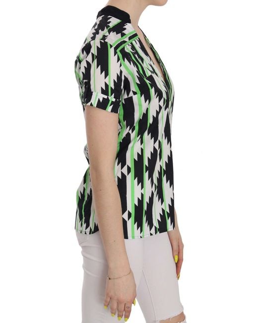 CoSTUME NATIONAL Green Plunging Top Multicolor Tsh3668