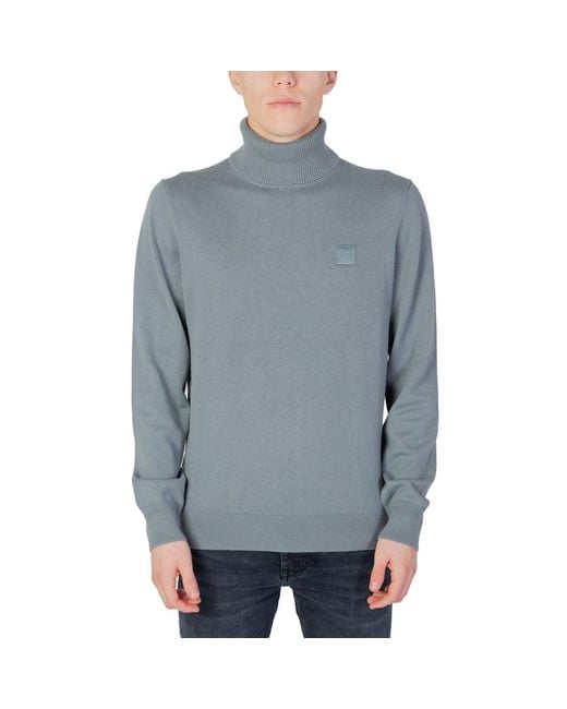 Boss Blue Green Cotton Sweater for men