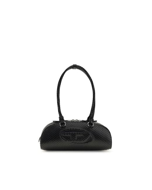 DIESEL Black Calf Leather Bos Taurus Shoulder Bag