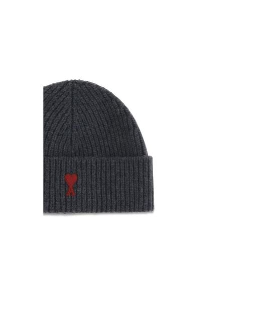 AMI Blue Gray Wool Oves Aries Beanie for men
