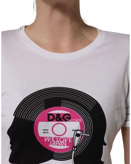 Dolce & Gabbana Gray White D&g We Love Japan Print Cotton T