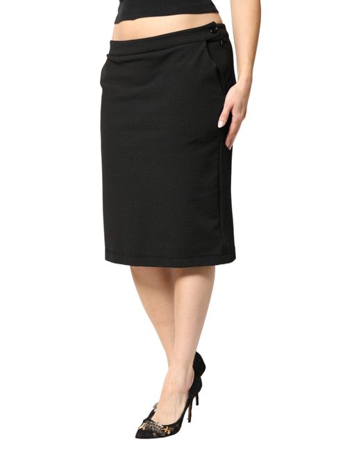 Gianfranco Ferré Black Polyester Pencil Cut Knee Length Skirt