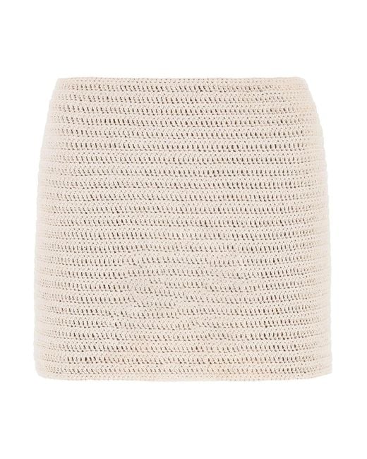 Magda Butrym Natural Crochet Mini Skirt