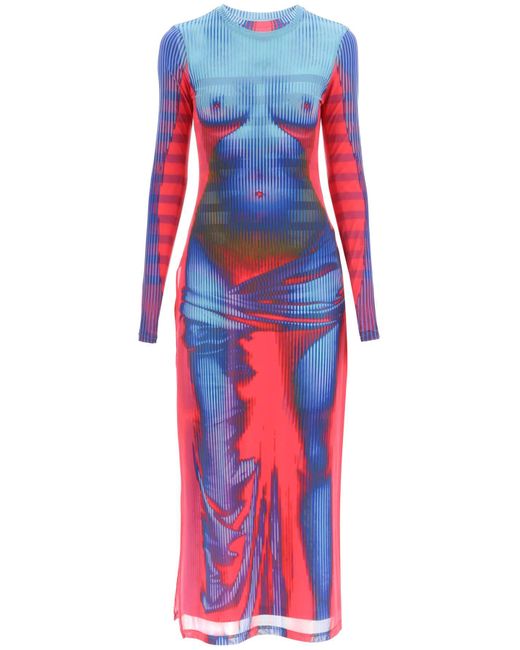 Y. Project Multicolor X Jean Paul Gaultier Body Morph Mesh Maxi Dress