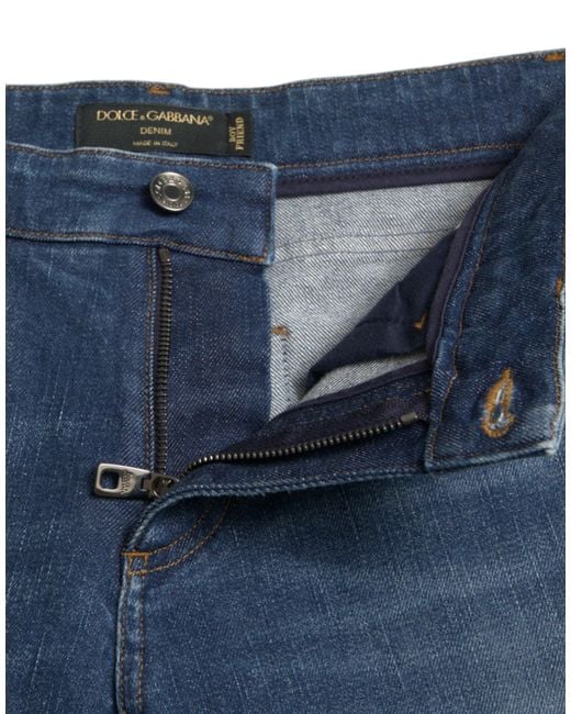 Dolce & Gabbana Blue Boyfriend Mid Waist Cotton Denim Jeans