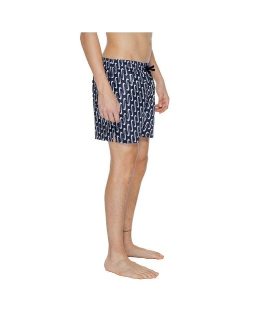 Nike Blue Black Polyester Swim Shorts for men