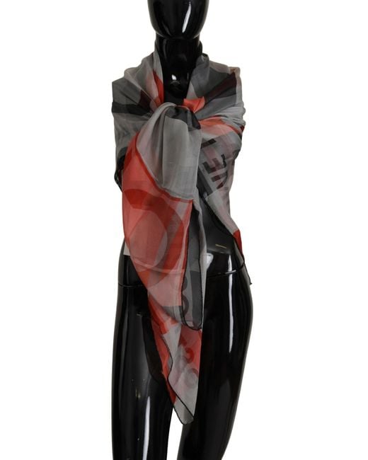 CoSTUME NATIONAL Black Elegant Silk Checkered Scarf