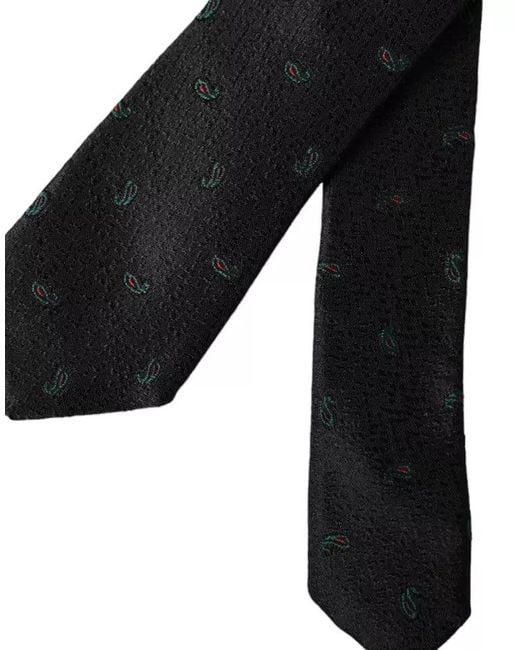 Dolce & Gabbana Black Paisley Pattern Necktie for men