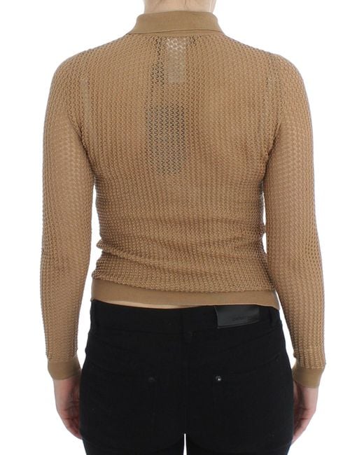 Dolce & Gabbana Blue Knitted Cotton Cardigan Beige Sig13249