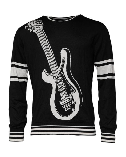 Dolce & Gabbana Black Guitar Pattern Knit Sweater for men