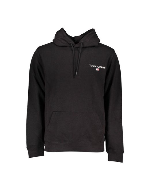Tommy Hilfiger Black Elegant Hooded Sweatshirt With Logo Print for men