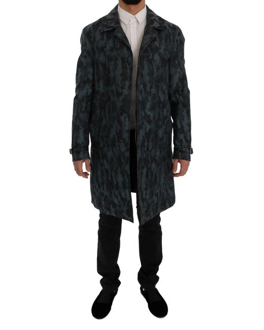 Dolce & Gabbana Camouflage Trench Trench Blue Sig60312 for men