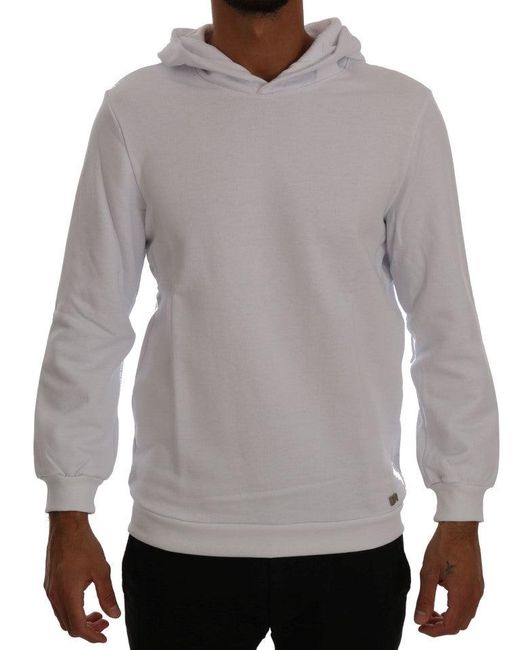 Daniele Alessandrini Gray Pullover Hodded Sweater White Tsh1346 for men