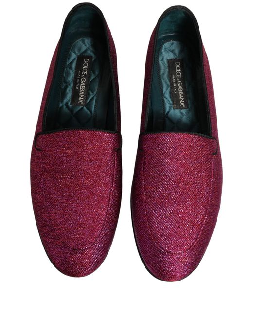 Dolce & Gabbana Purple Pink Glitter Lurex Logo Dress Loafers Shoes for men
