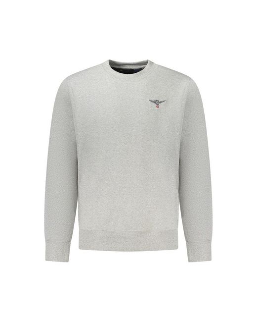 Accademia Militare Gray Cotton Crew Neck Sweater for men