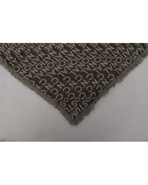 CoSTUME NATIONAL Black Gray Logo Knit Neck Wrap Shawl Scarf