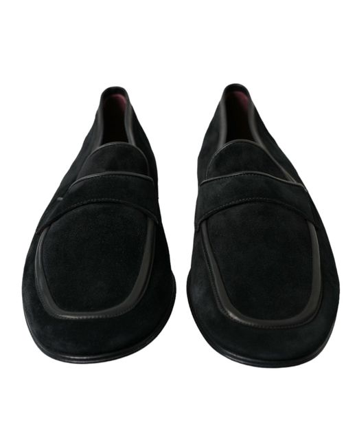 Dolce & Gabbana Black Velvet Slip On Loafers Dress Shoes for men